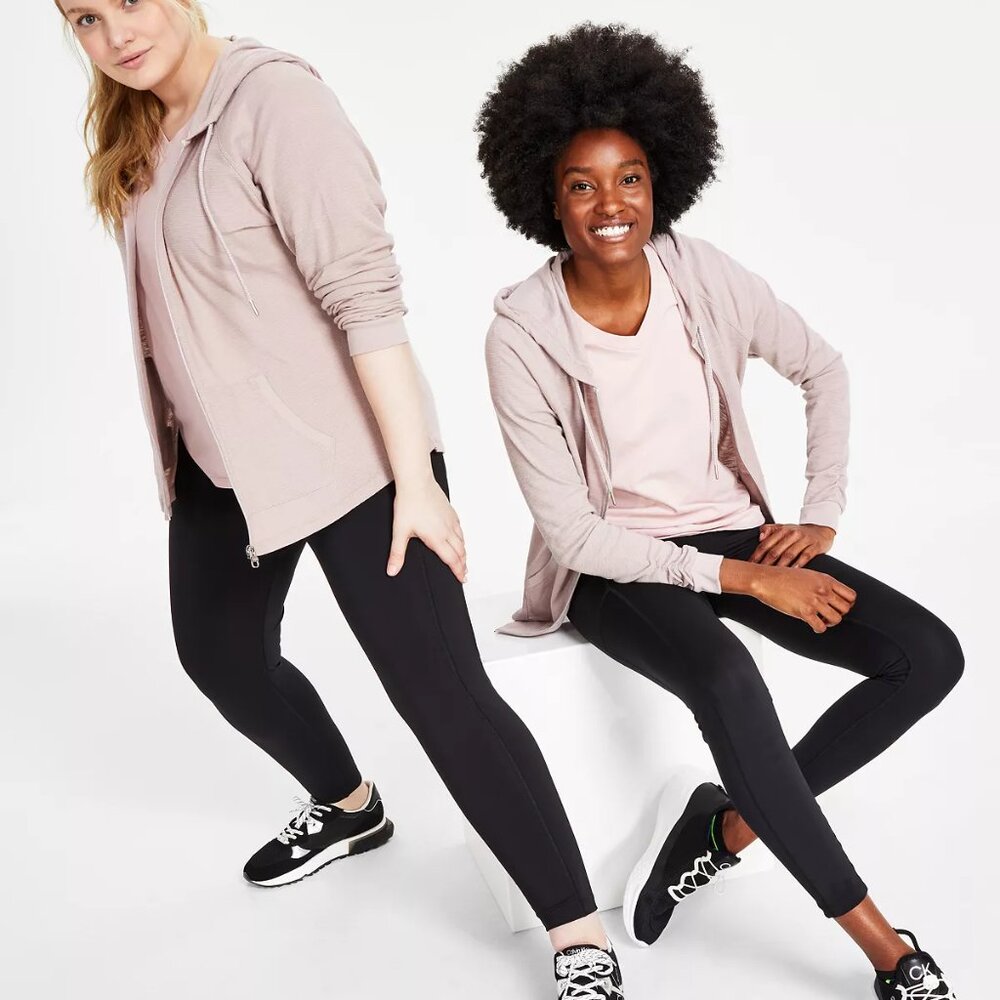 Calvin Klein Women's Ruched Long Sleeve Zip Front Hoodie